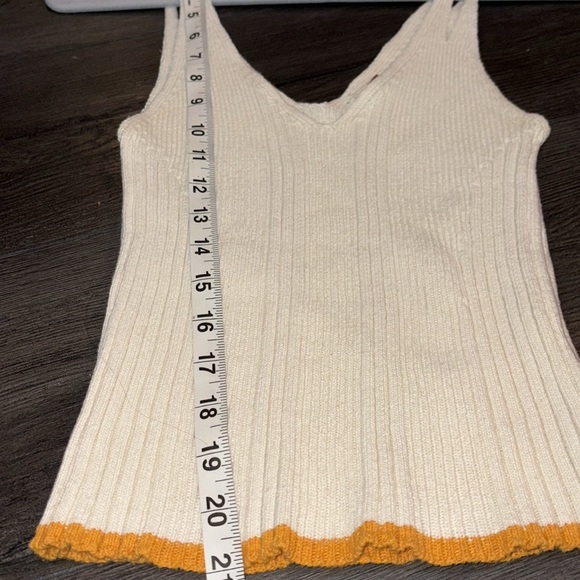 Anthropologie Pilcro Double Strap Ribbed Sweater Tank Size XS Cream/Dark Yellow - Picture 9 of 12